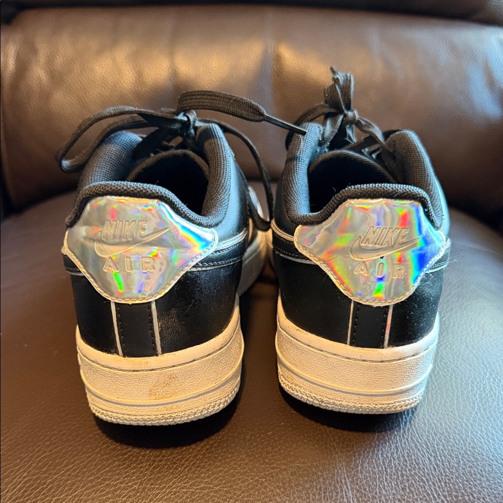 Nike Kids Black AF1 with Holographic Detail
